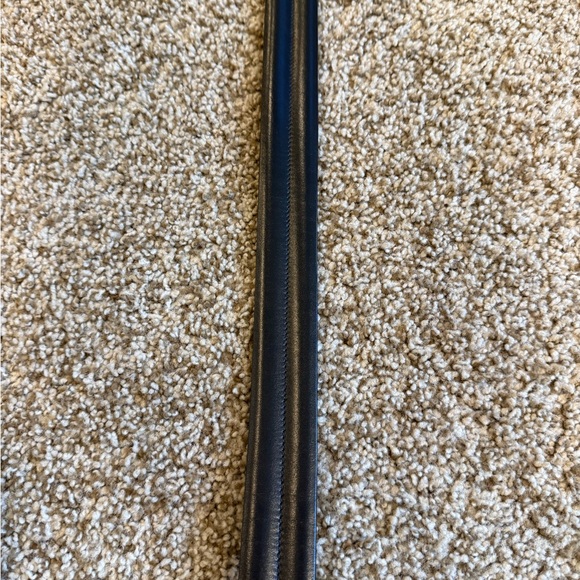 Paul Frederick Men's Big and Tall Black Leather Belt with Silver Buckle - Picture 9 of 10